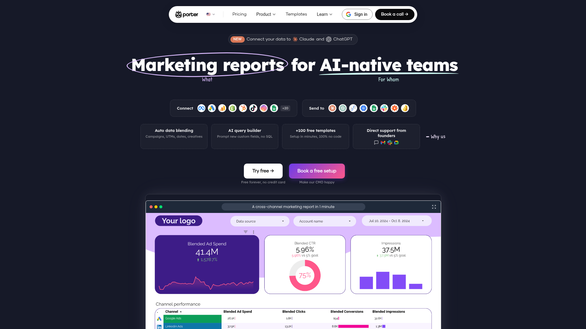 Screenshot of Porter Metrics website