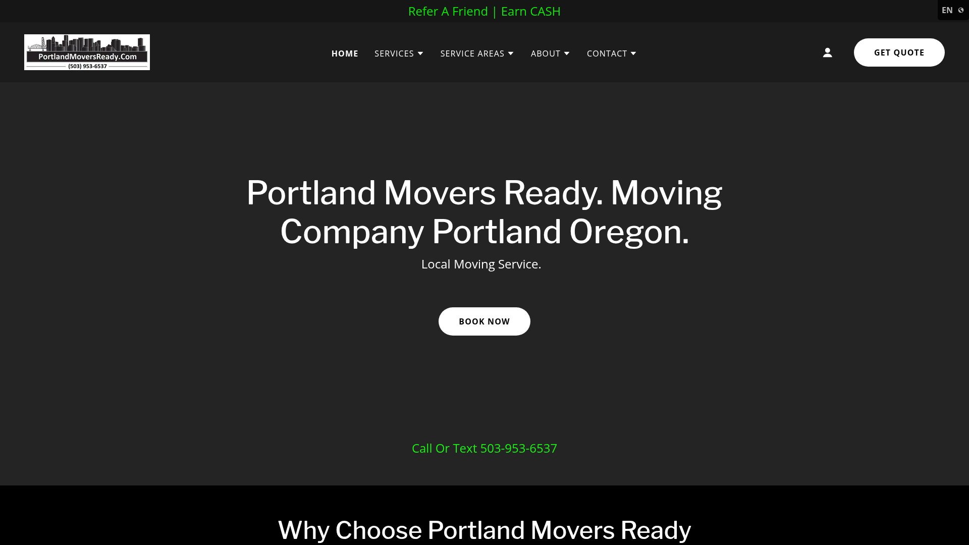 Screenshot of Portland Movers Ready website