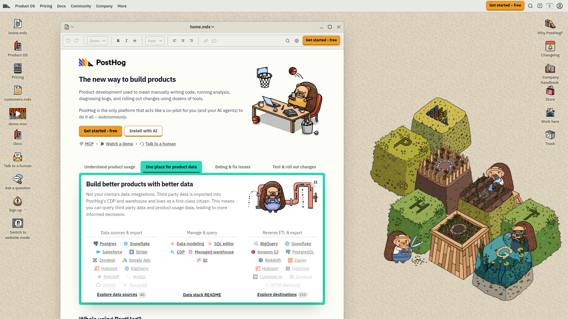 Screenshot of PostHog website