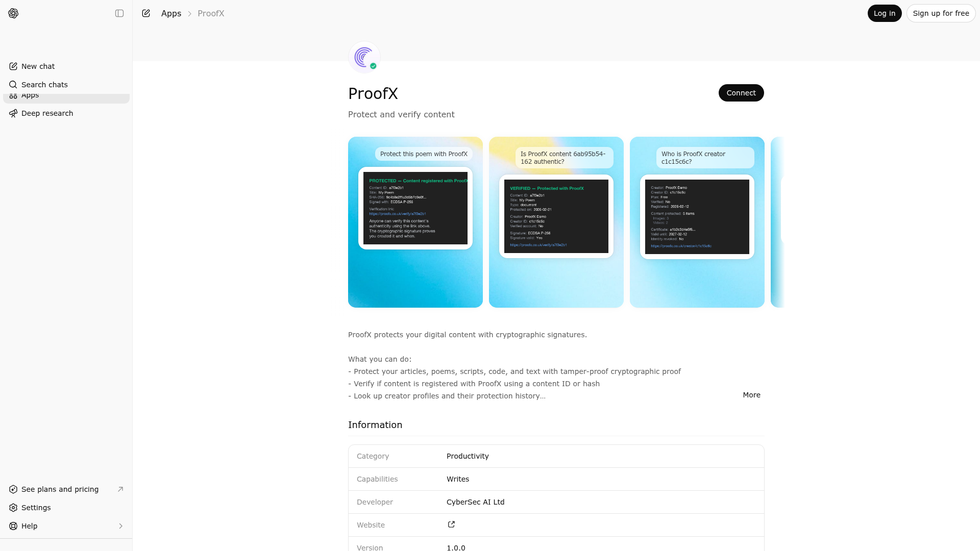 Screenshot of ProofX website