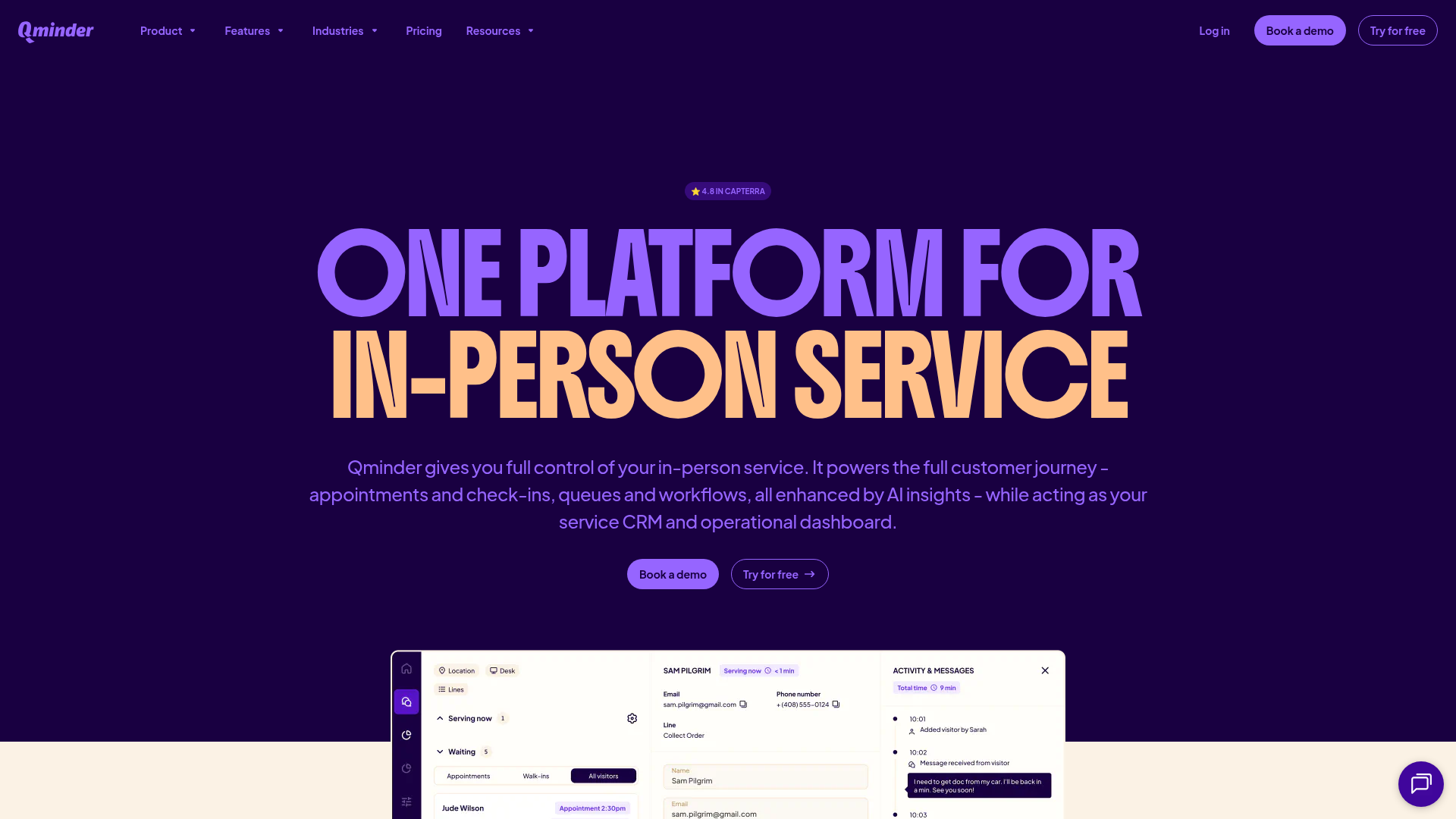 Screenshot of Qminder website