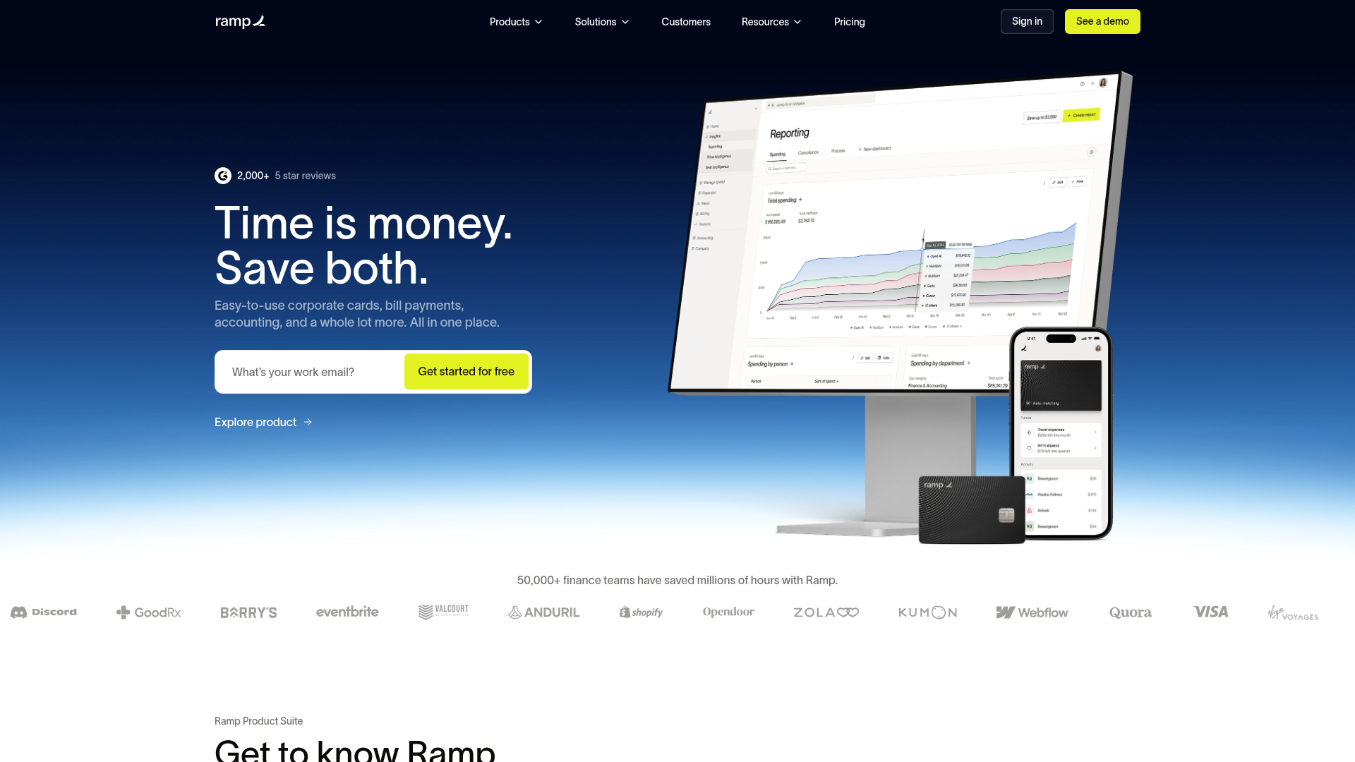 Screenshot of Ramp website