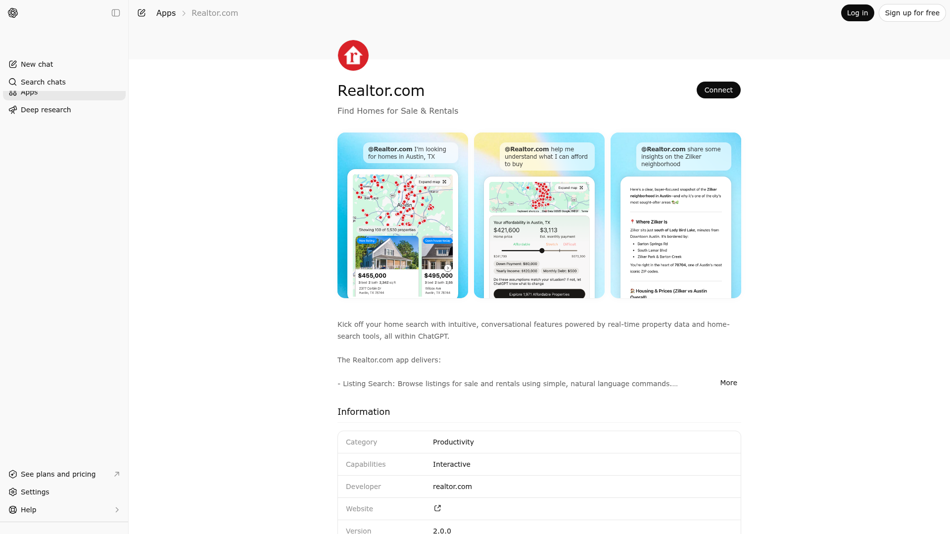 Screenshot of Realtor.com website