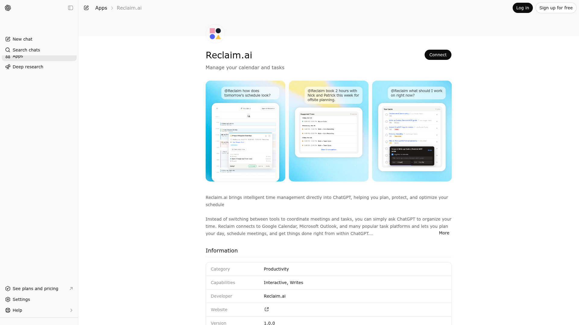 Screenshot of Reclaim.ai website