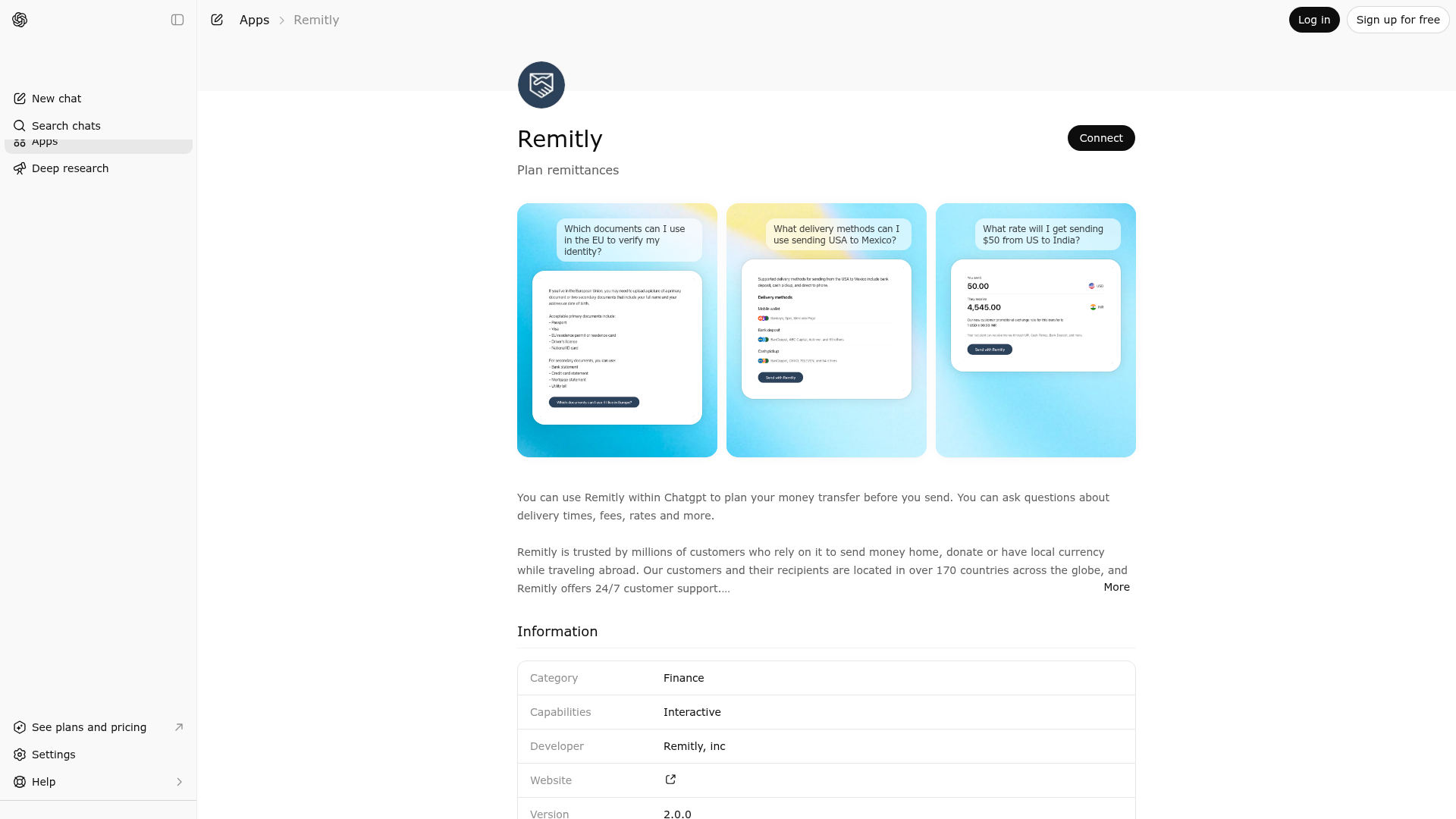 Screenshot of Remitly website