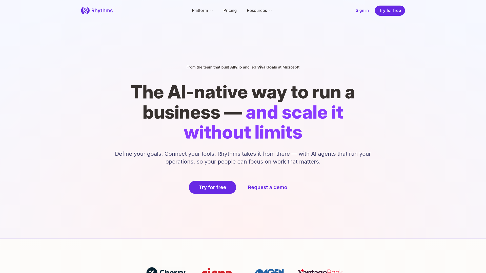 Screenshot of Rhythms website