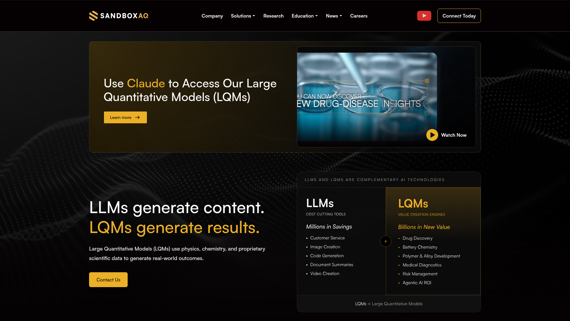Screenshot of SandboxAQ website