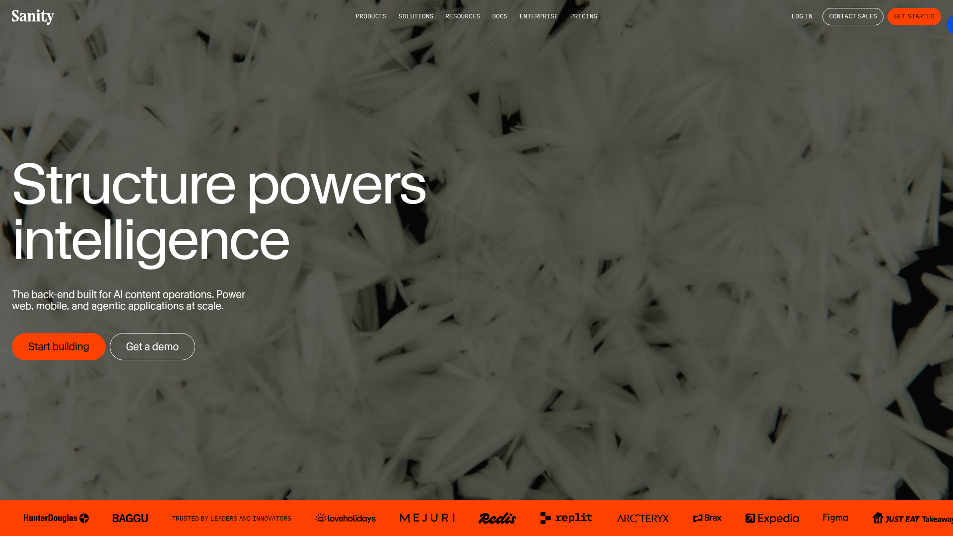 Screenshot of Sanity website