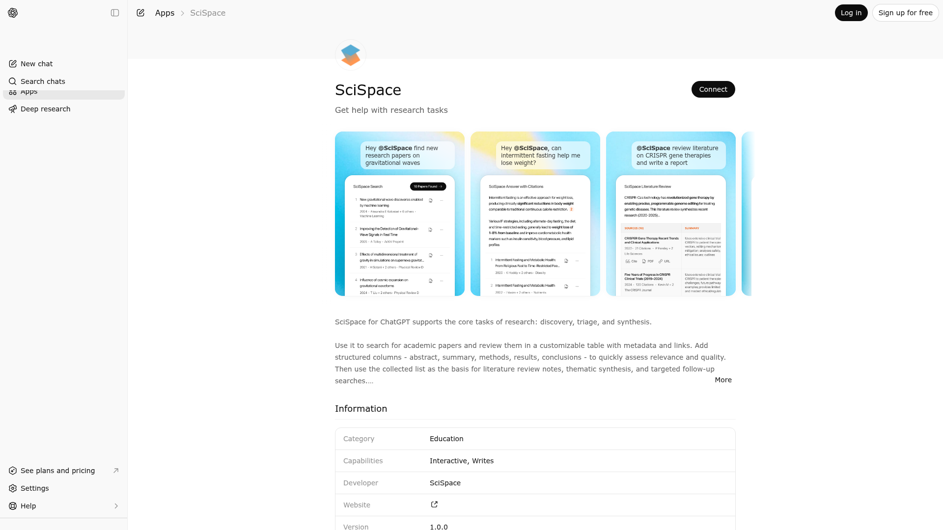 Screenshot of SciSpace website