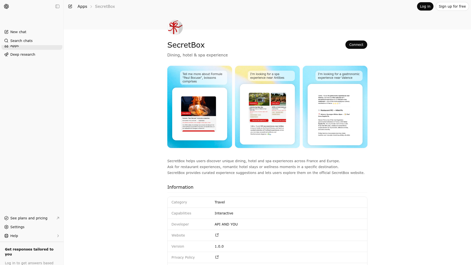 Screenshot of SecretBox website