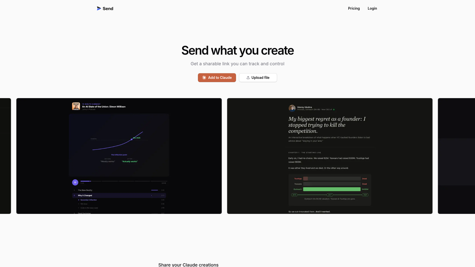 Screenshot of Send website