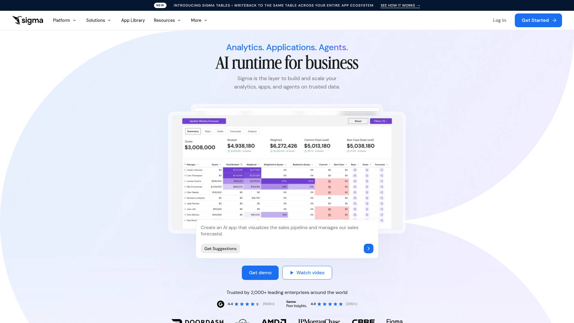 Screenshot of Sigma website