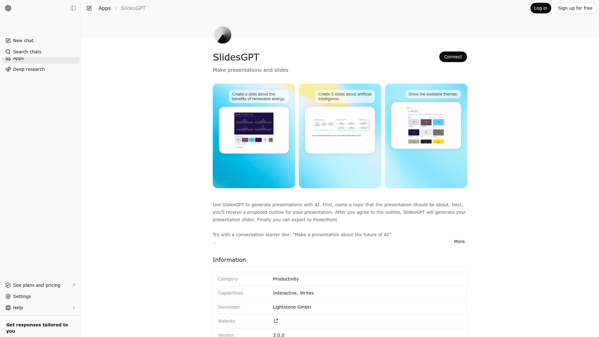 Screenshot of SlidesGPT website