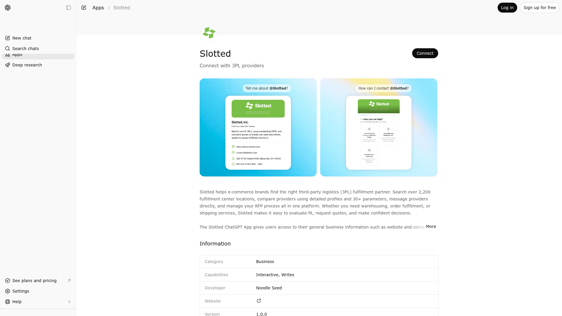 Screenshot of Slotted website