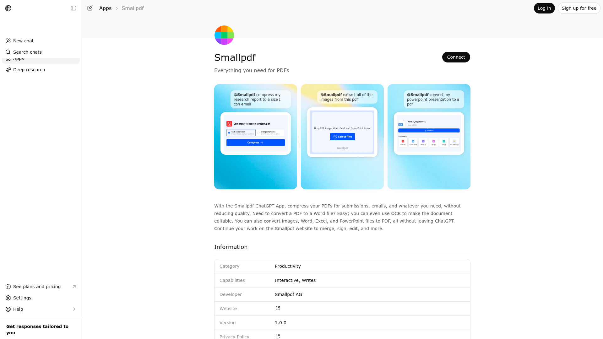 Screenshot of Smallpdf website