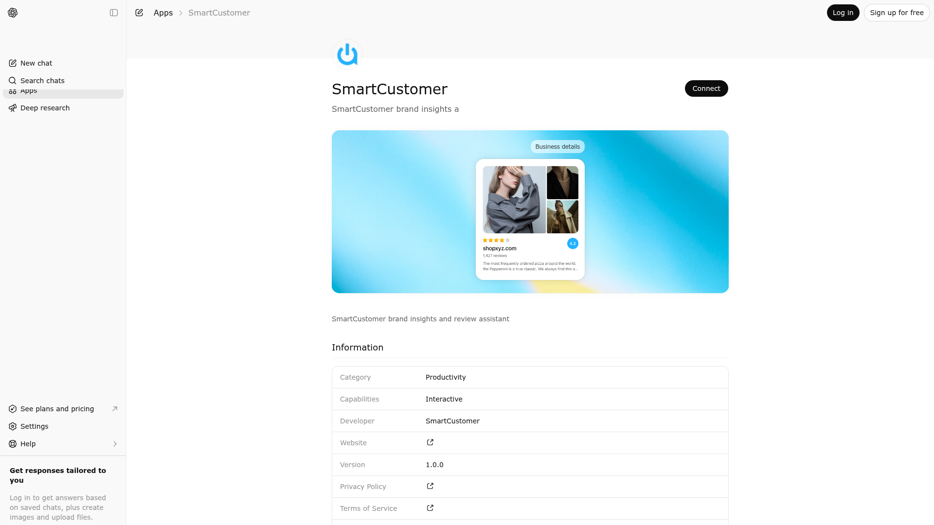 Screenshot of SmartCustomer website