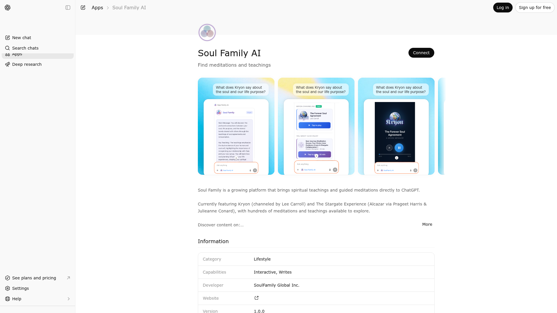 Screenshot of Soul Family AI website