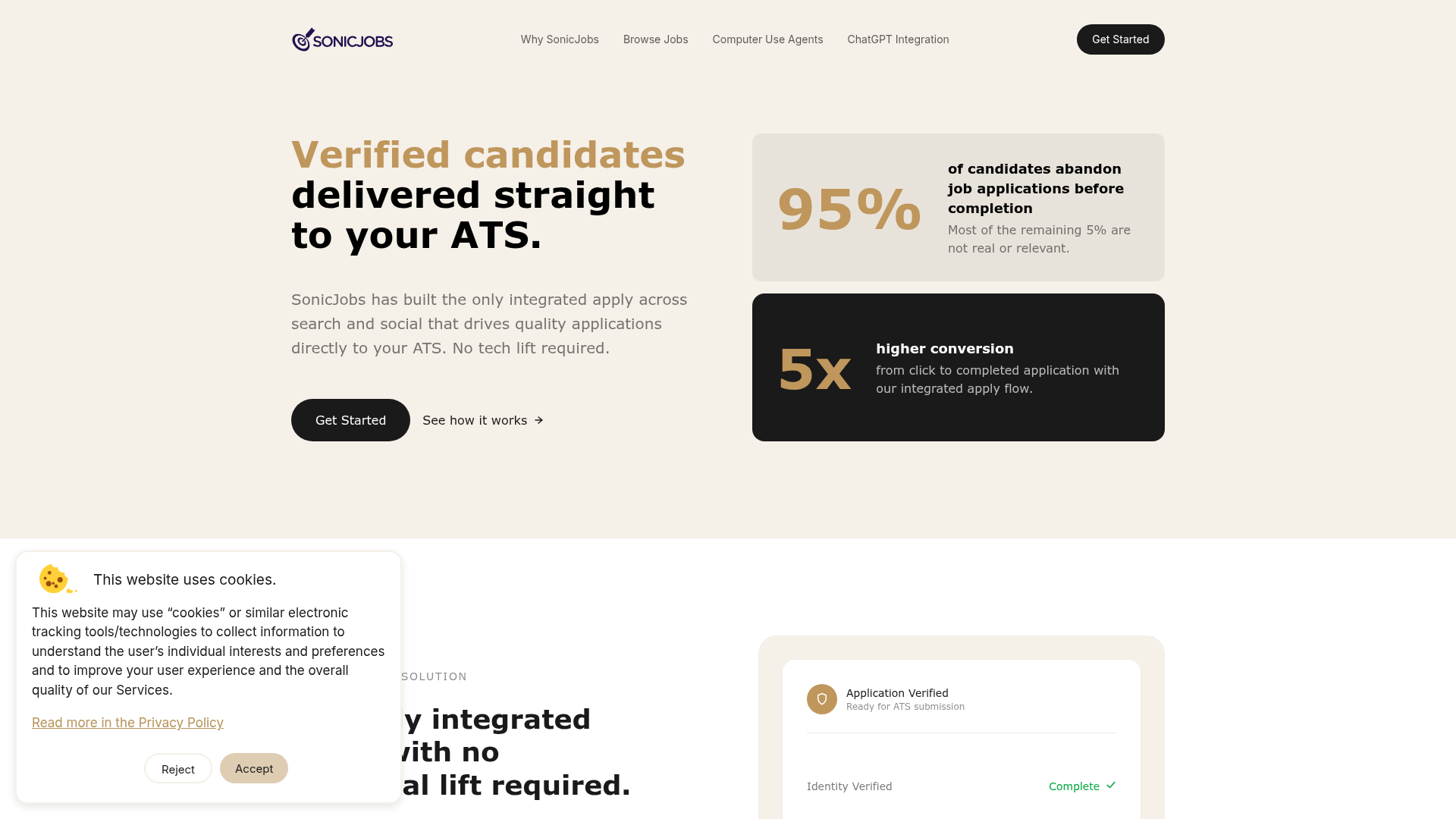 Screenshot of Spectrum Careers website