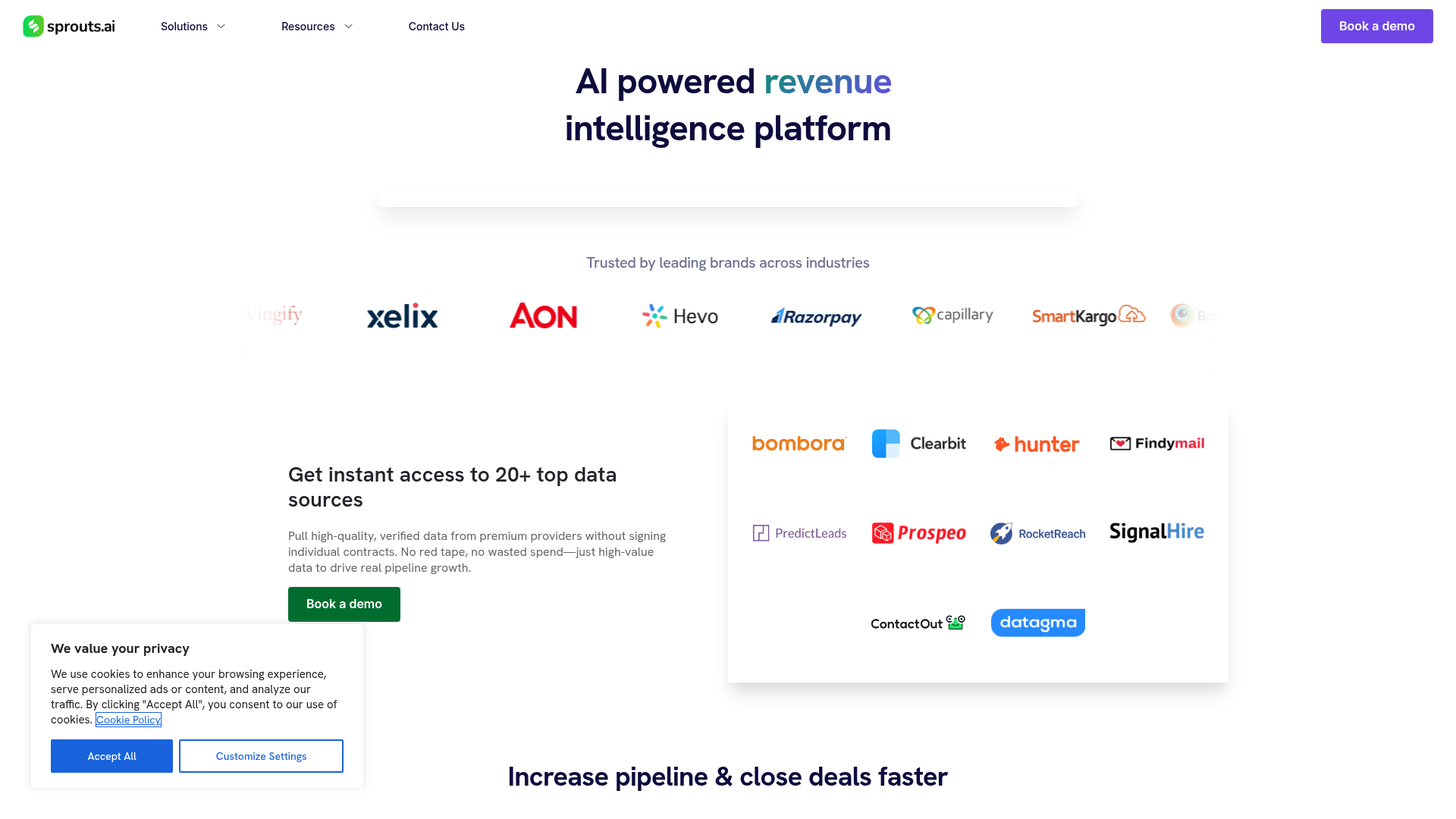 Screenshot of Sprouts Data Intelligence website