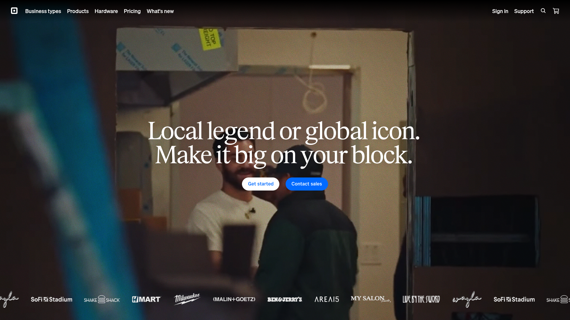 Screenshot of Square website