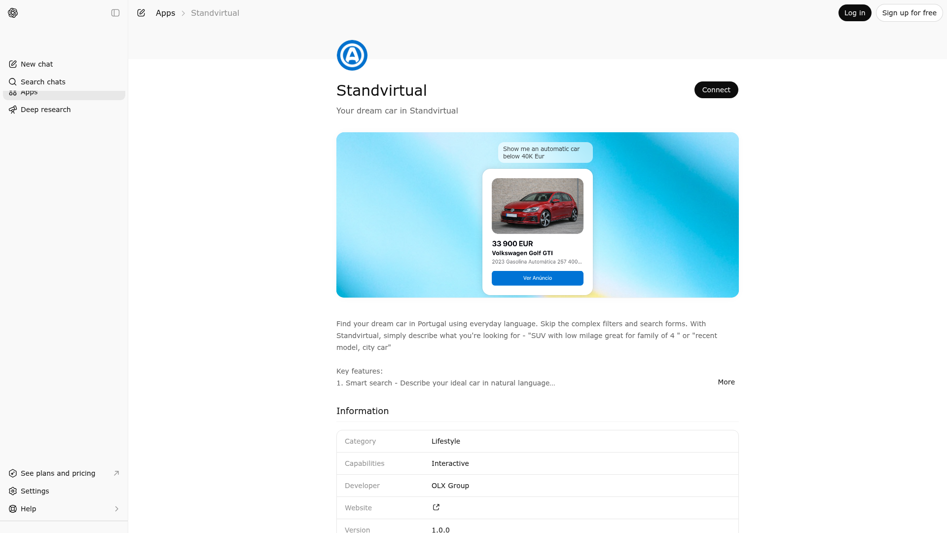 Screenshot of Standvirtual website