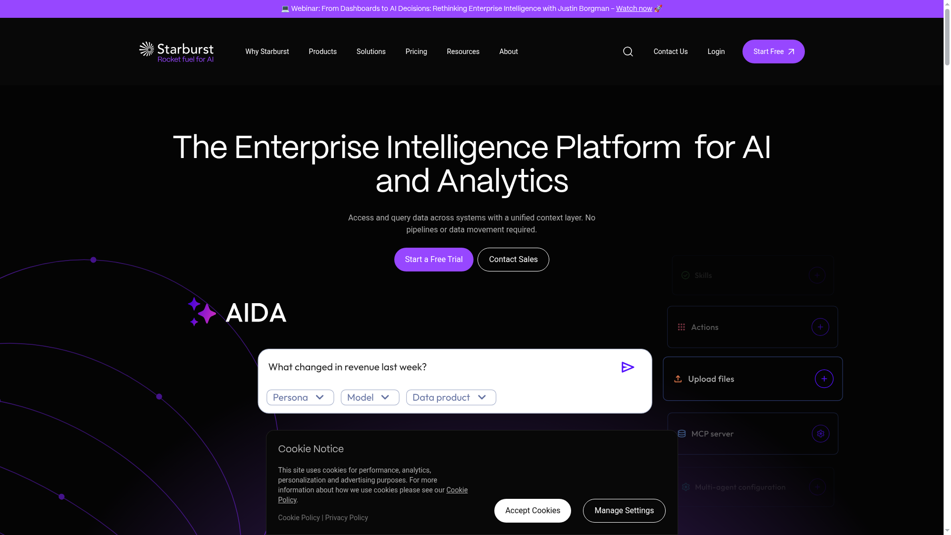 Screenshot of Starburst website