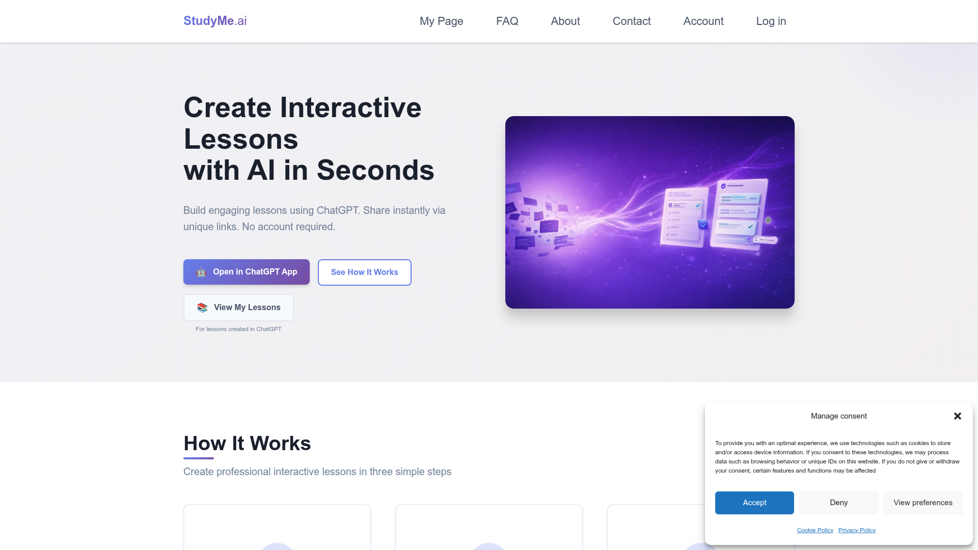 Screenshot of StudyMe.ai website