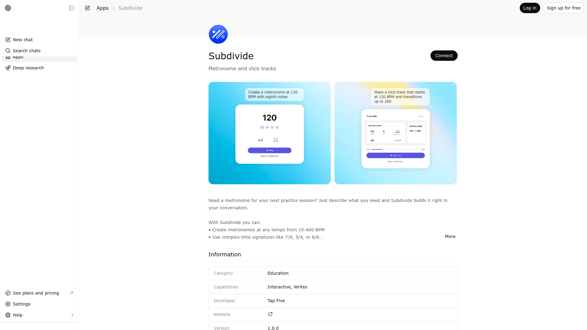 Screenshot of Subdivide website