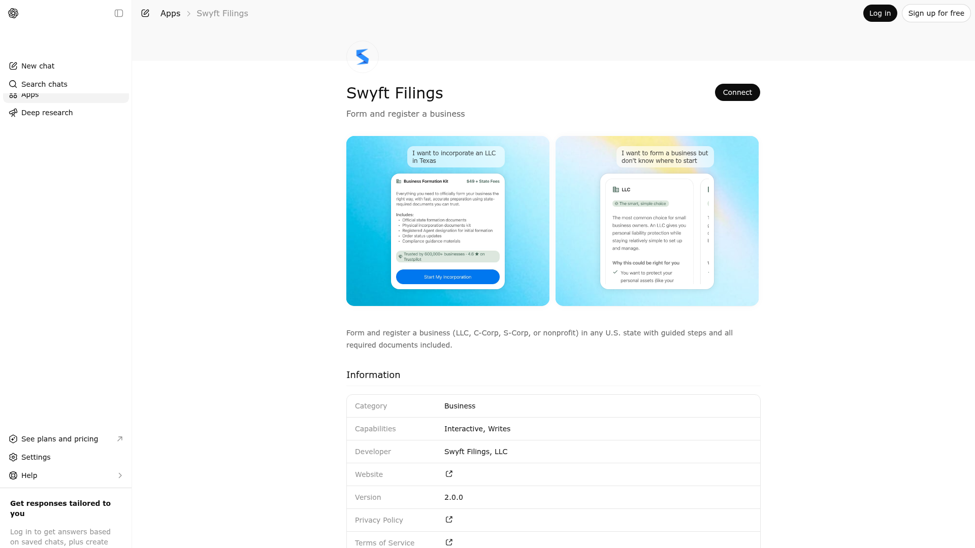 Screenshot of Swyft Filings website
