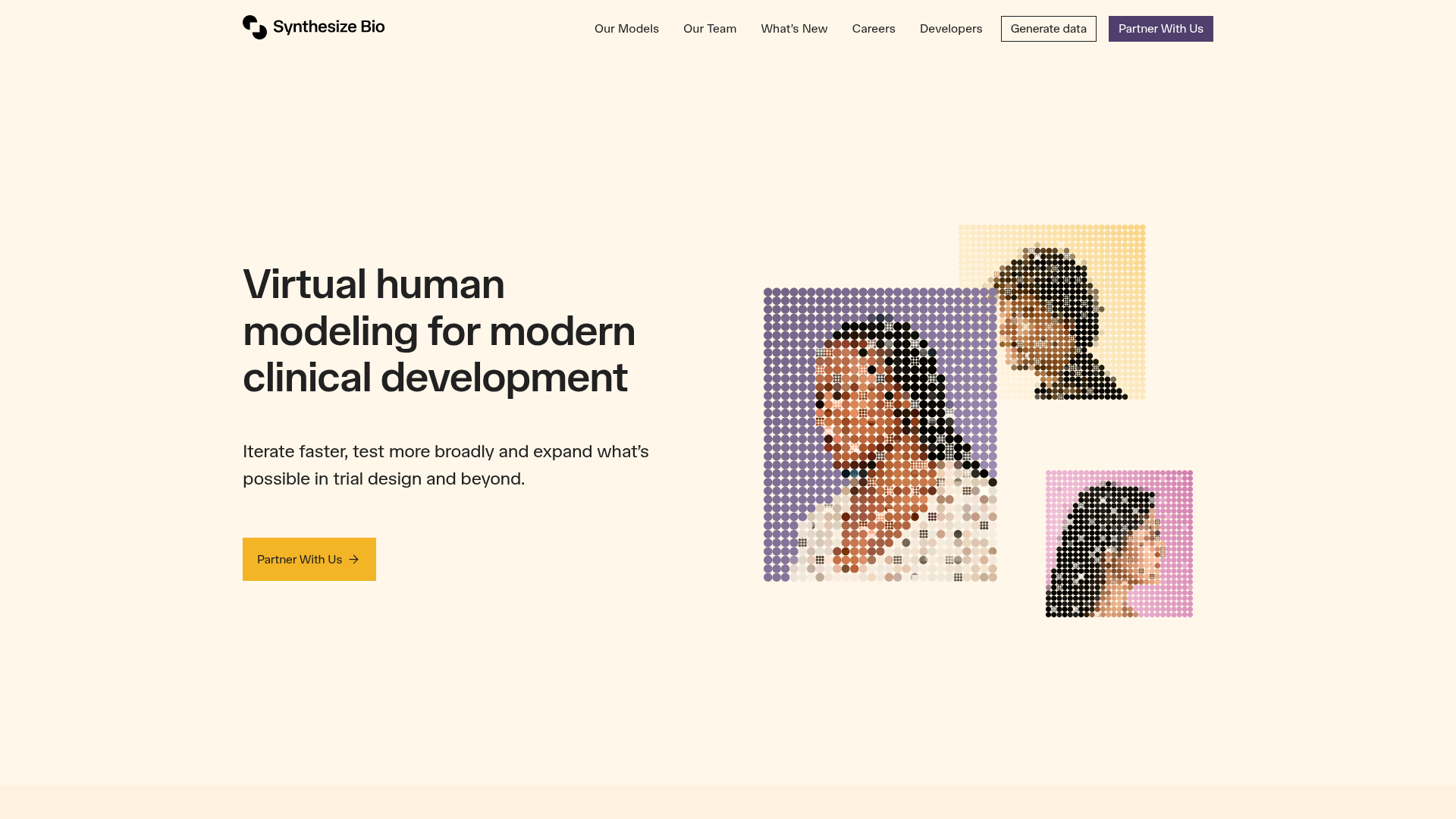Screenshot of Synthesize Bio website