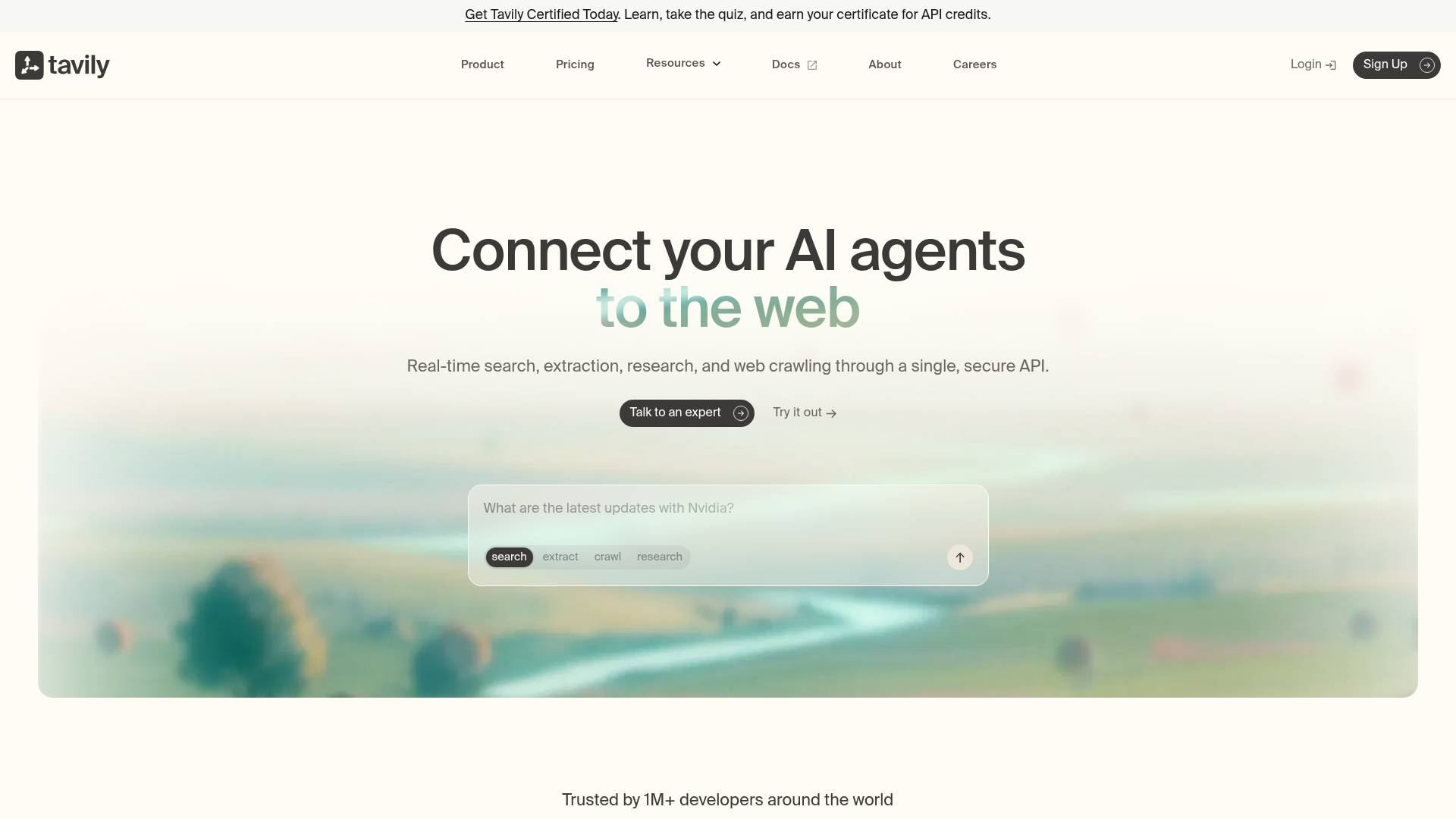 Screenshot of Tavily website