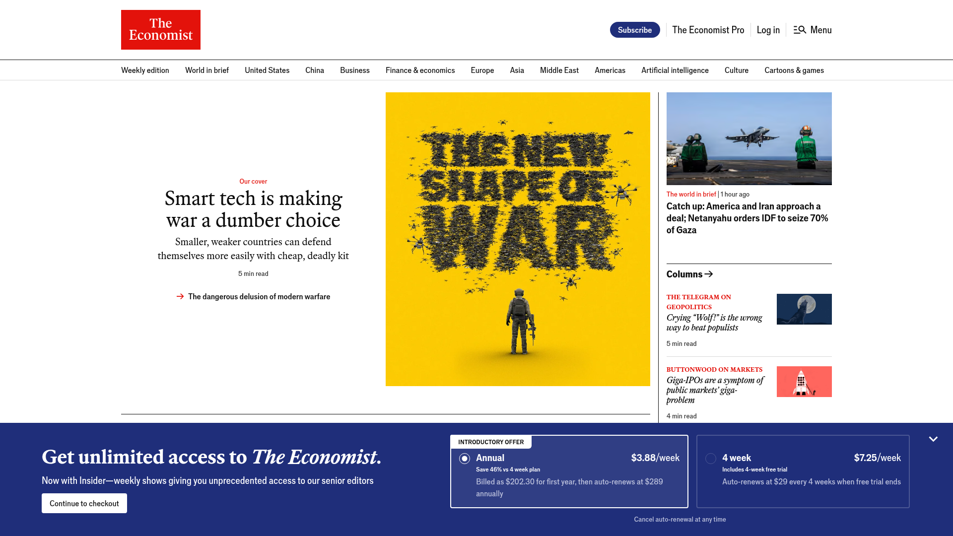 Screenshot of The Economist - Graphs website