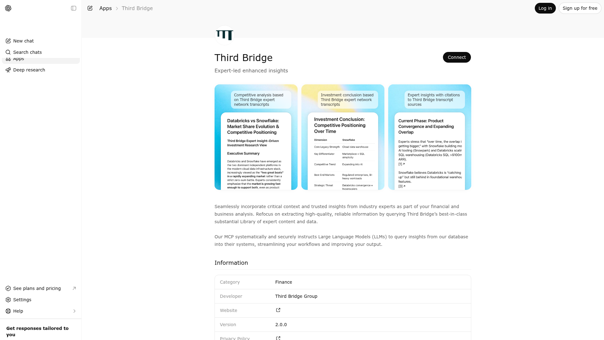 Screenshot of Third Bridge website