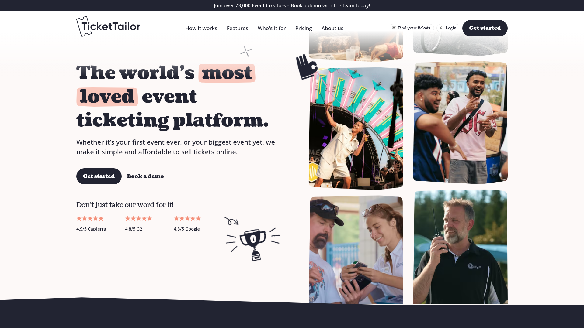 Screenshot of Ticket Tailor website