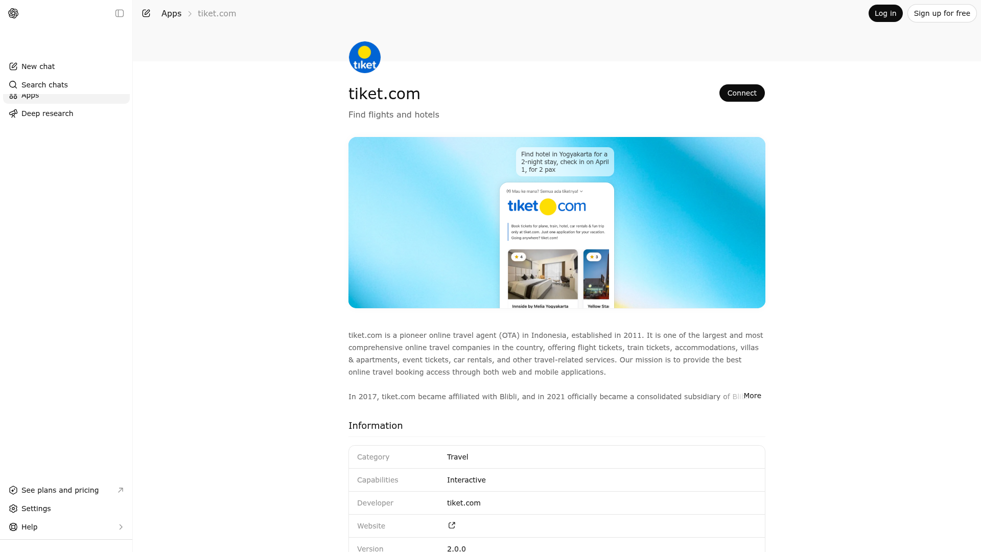 Screenshot of tiket.com website