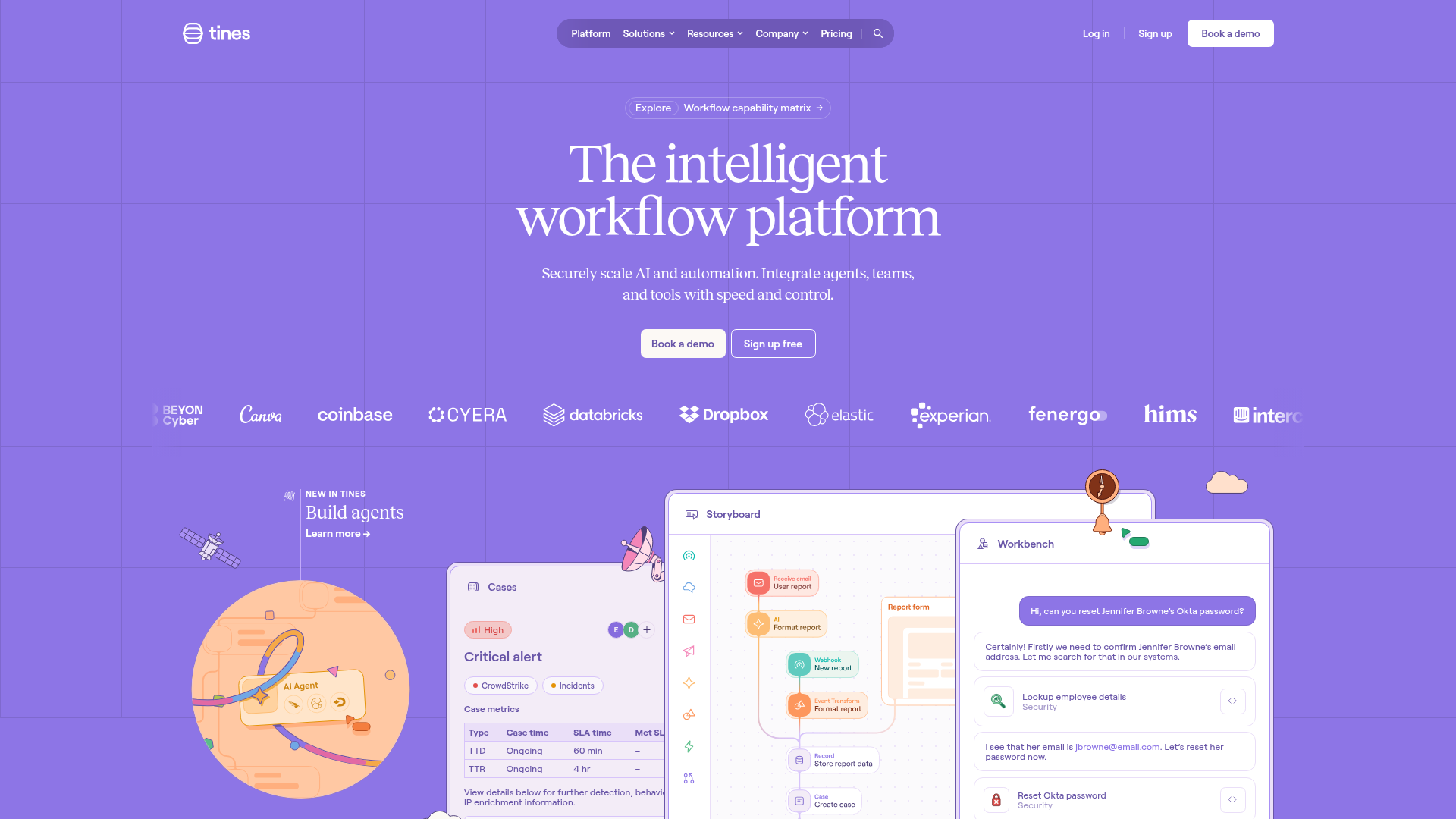 Screenshot of Tines website