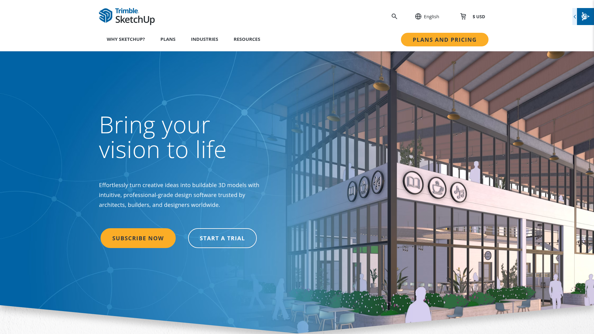 Screenshot of Trimble SketchUp website