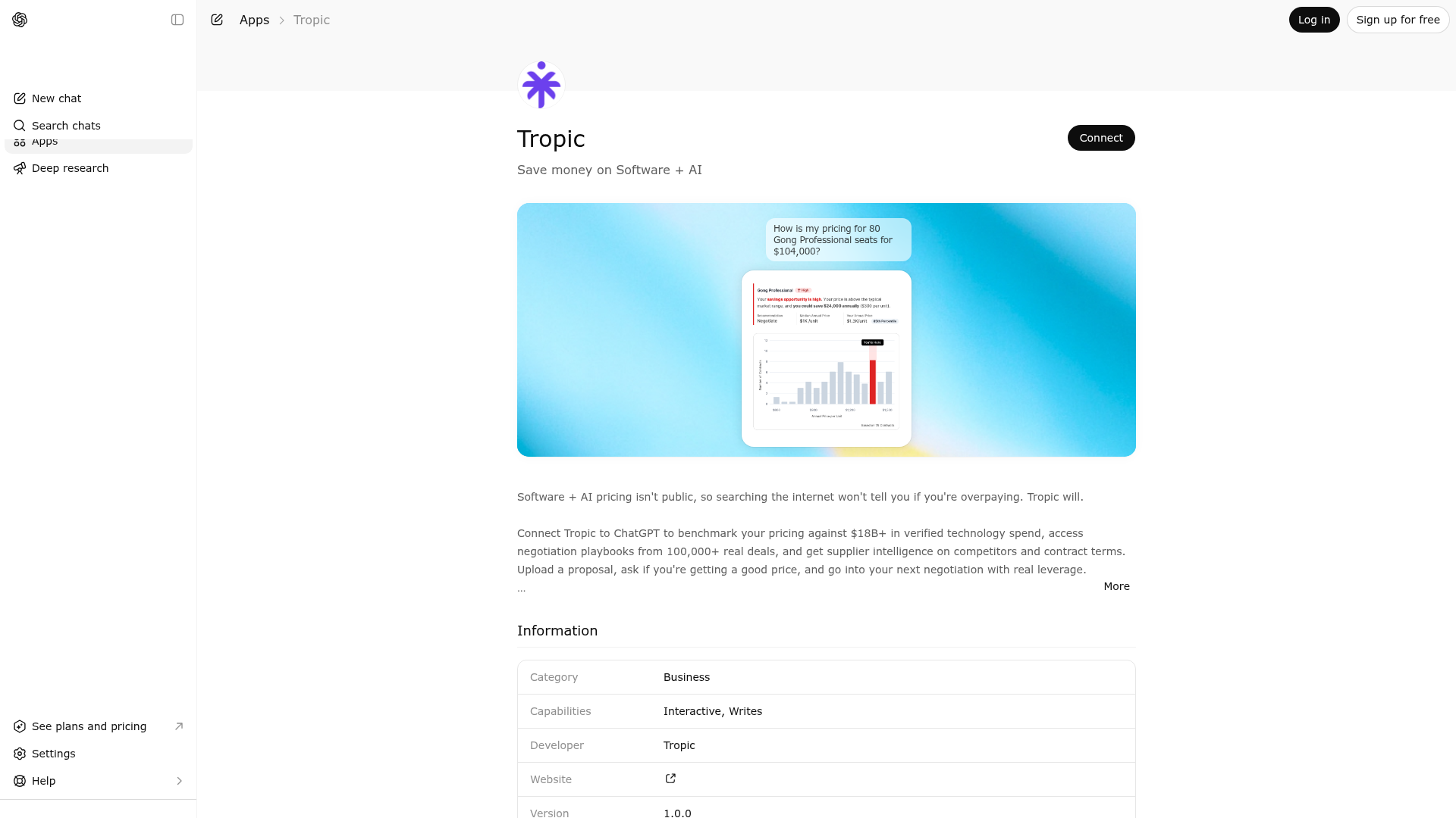 Screenshot of Tropic website