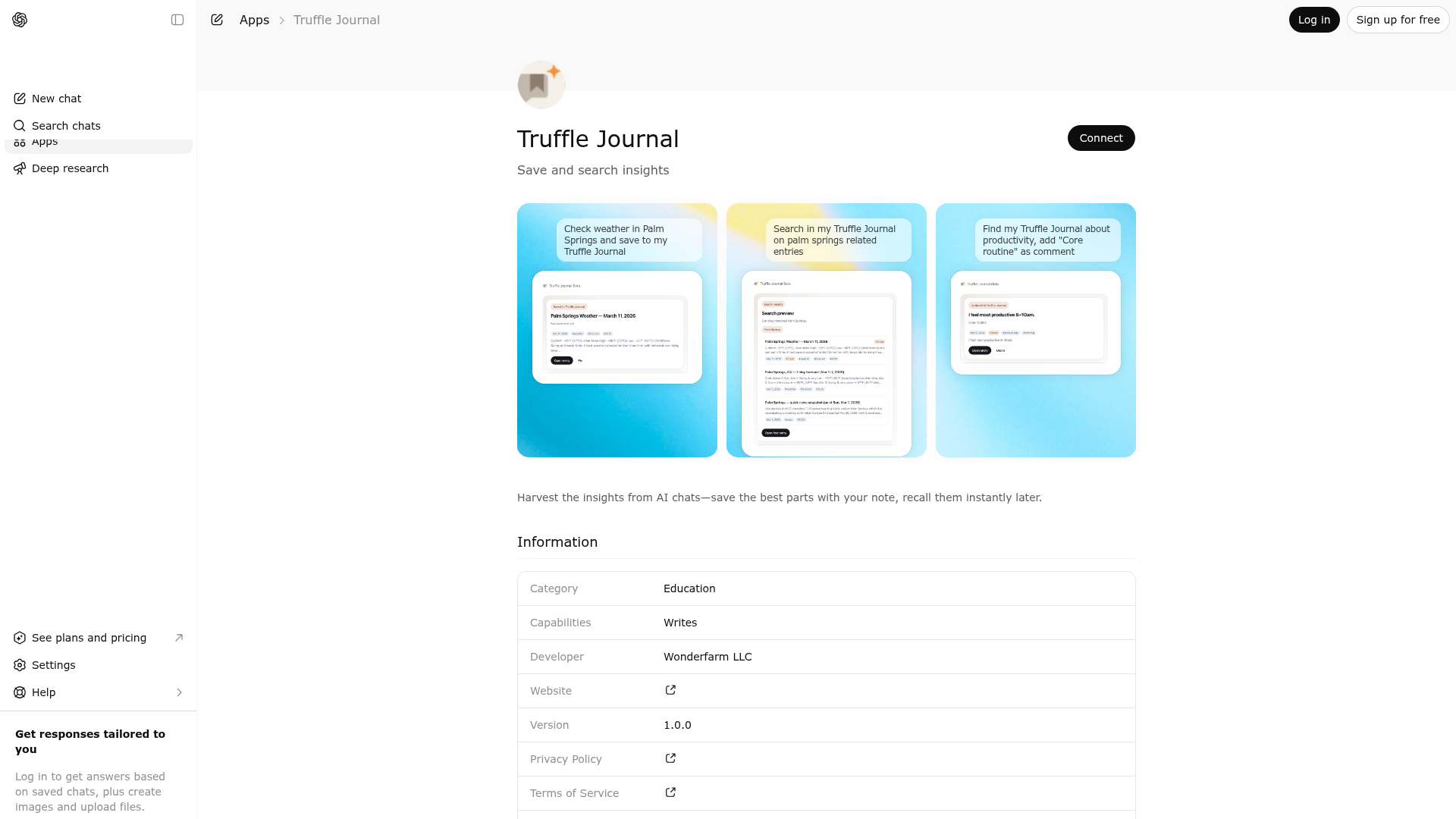 Screenshot of Truffle Journal website
