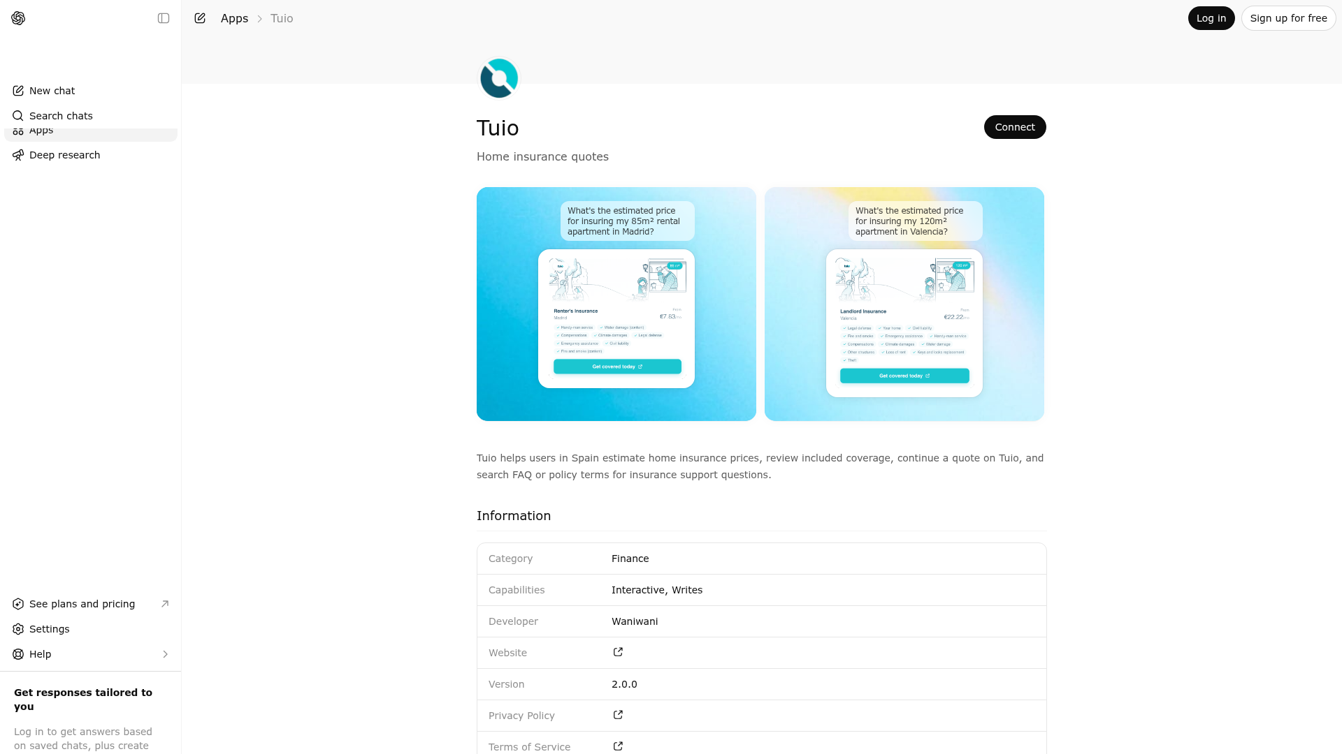 Screenshot of Tuio website