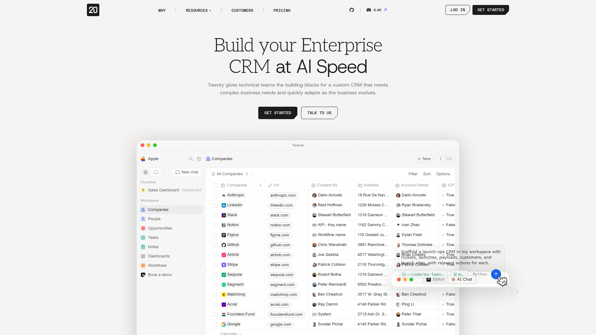 Screenshot of Twenty website
