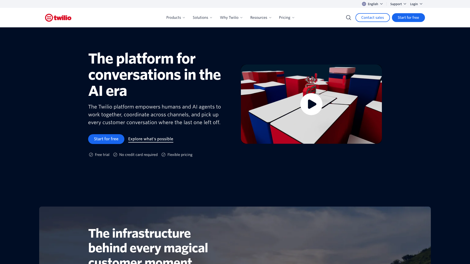 Screenshot of Twilio website