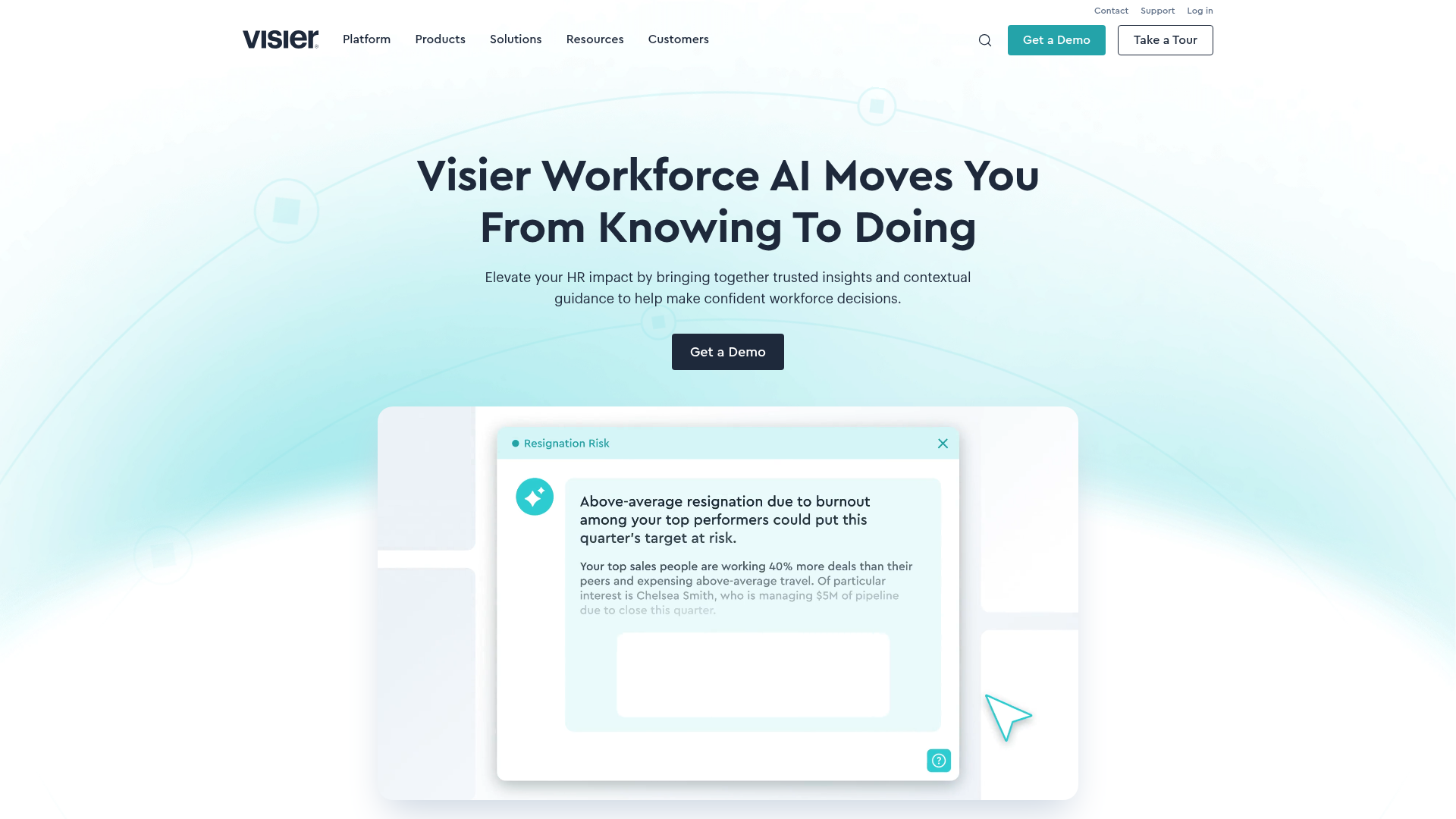 Screenshot of Visier website