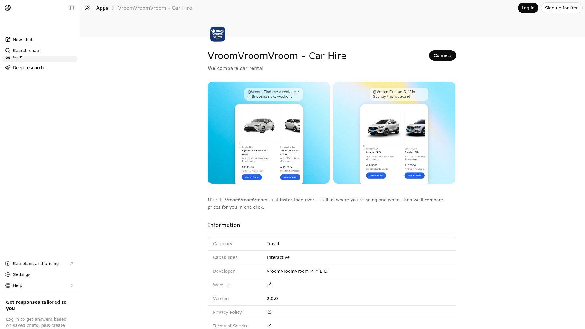 Screenshot of VroomVroomVroom - Car Hire website