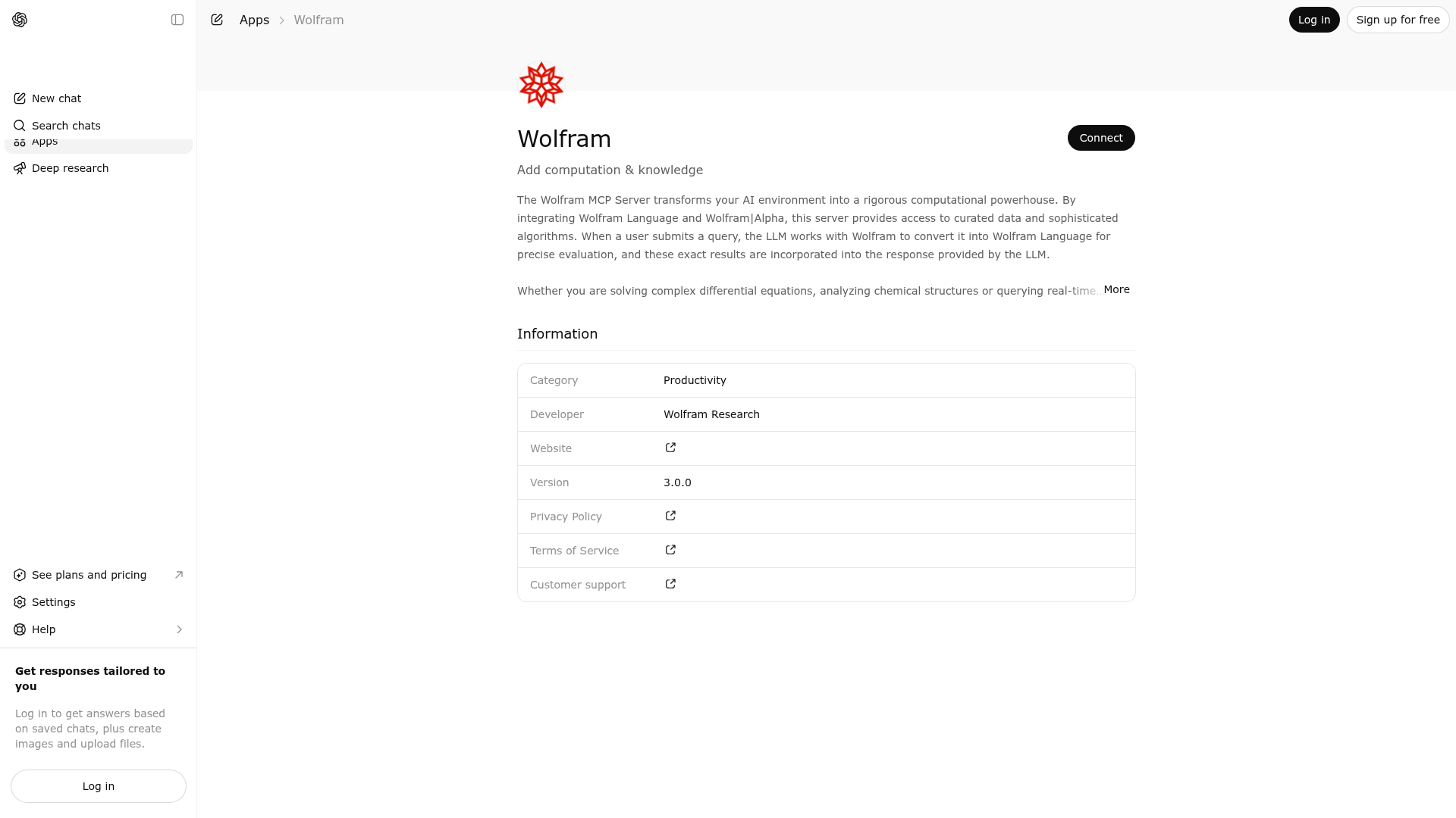 Screenshot of Wolfram website