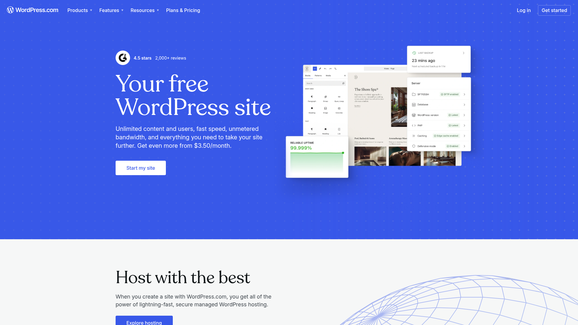 Screenshot of WordPress.com website