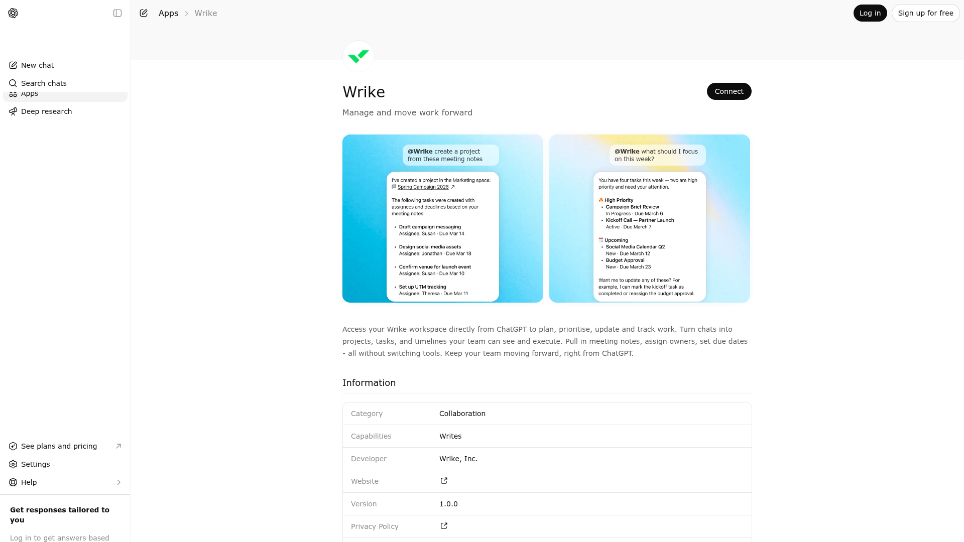 Screenshot of Wrike website