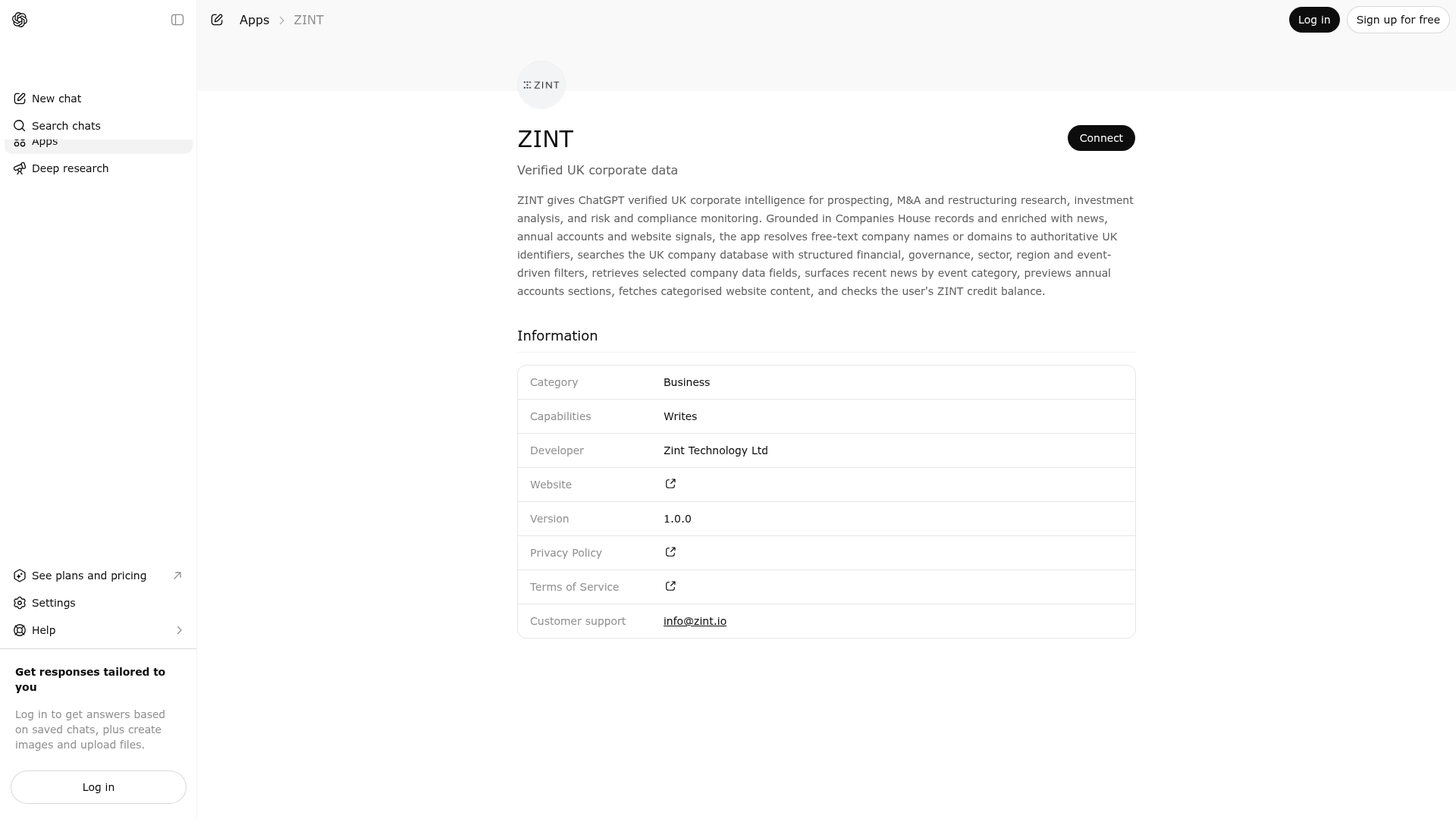 Screenshot of ZINT website