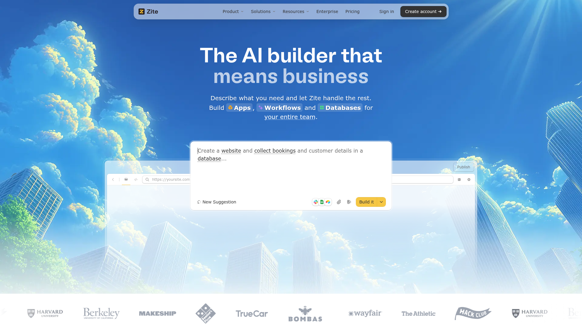Screenshot of Zite website